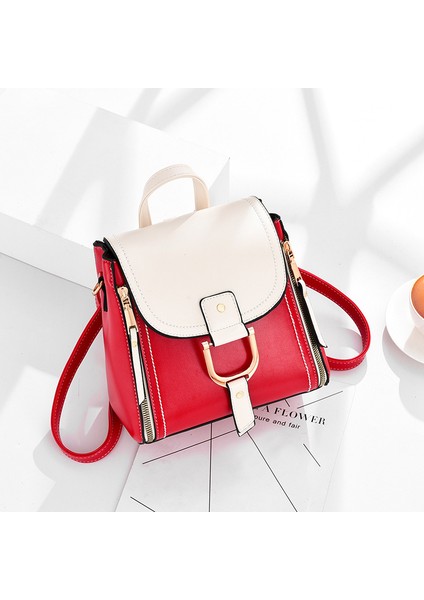 Beyaz Trendy Düz Renk Manyetik Toka Büyük Kapasiteli Okul Rahat Kadın Sırt Çantası Omuz Crossbody Çanta Akademik Tarzı (Yurt Dışından) fırsatları