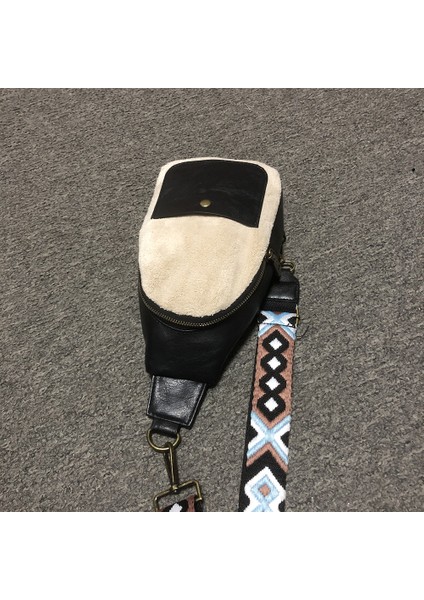 Bej Yeni Tasarım Sonbahar Kış Sherpa Pu Deri Crossbody Çanta Vintage Büyük Kapasiteli Çıkarılabilir Askı Kadın Göğüs Çantası (Yurt Dışından)