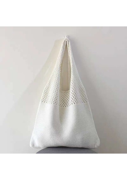 Gökkuşağı Rengi Büyük Kişiselleştirilmiş Katlanabilir Alışveriş Çantası Bayan Çanta Örgülü Plaj Çantası Kadın Çantası (Yurt Dışından) fırsatları