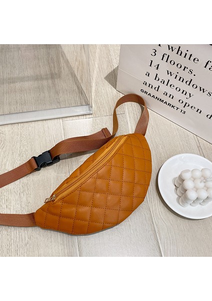 Turuncu Yeni Kadın Tek Omuz Küçük Çanta Eşkenar Dörtgen Göğüs Çantası Bel ÇANTASI.Z0390-1 (Yurt Dışından)