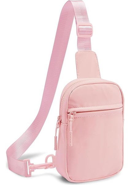 Pembe Naylon Su Geçirmez Erkek Kadın Unisex Çapraz Vücut Fanny Paketi Tek Omuz Çantası Crossbody Göğüs Çanta Seyahat Göğüs Kese Çanta (Yurt Dışından)