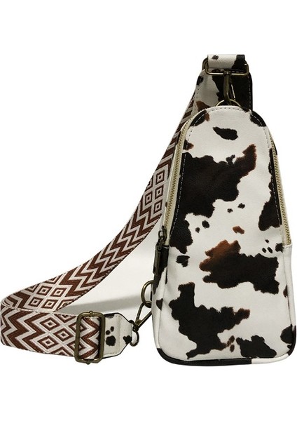 Inek Baskı Yeni Kadın Fanny Paketi Açık Spor Küçük Sırt Çantası Leopar Baskı Inek Baskı Pu Crossbody Çanta Moda Göğüs Çanta Kadın (Yurt Dışından)