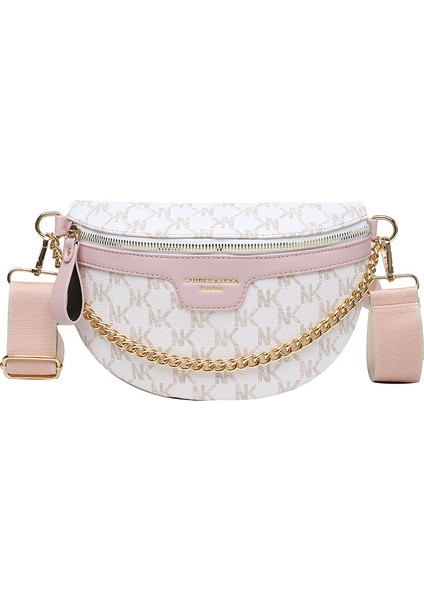 5 2023 Yeni Trendy Mektup Pu Omuz Göğüs Çanta Desen Kanvas Fermuarlı Crossbody Çanta Kadınlar Için (Yurt Dışından)