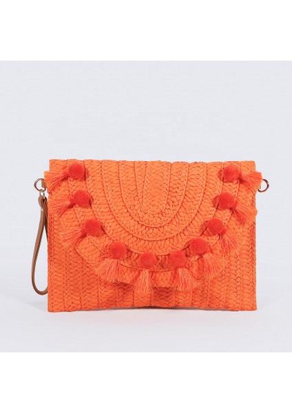 Renk 8 Yeni Hasır Omuz Çantası Parti Dokuma Crossbody Çanta Bayanlar Plaj Zarf Çanta Küçük Debriyaj Çanta Pom Pom ile Kadın Manşonlar (Yurt Dışından) fiyatları
