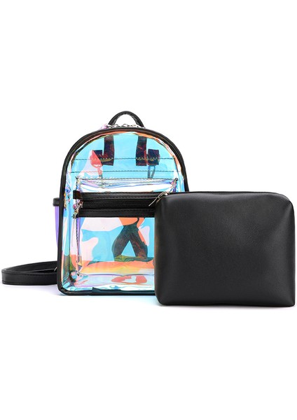 Siyah Moda Holografik Pvc Çanta Renkli Kızlar Mini Jöle Sırt Çantası Şeffaf Şeffaf Pvc Kadın Sırt Çantası (Yurt Dışından) fırsatları