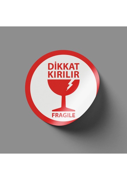 Dikkat Kırılır (Beyaz) -5cm Sticker-40 Adet