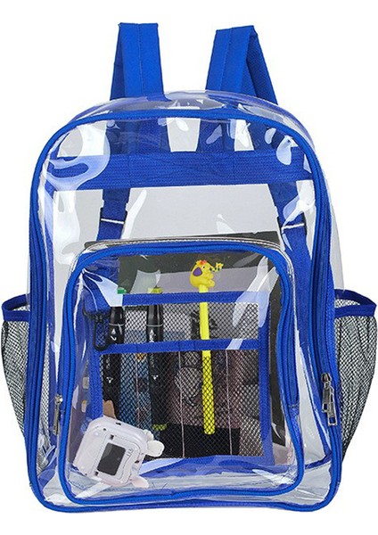 Büyük Pembe Moda Tasarımı Çift Şeffaf Pvc Set Çanta Su Geçirmez Okul Sırt Çantası Unisex Büyük Kapasiteli Katı Kadın Şeffaf Sırt Çantası (Yurt Dışından) fırsatları