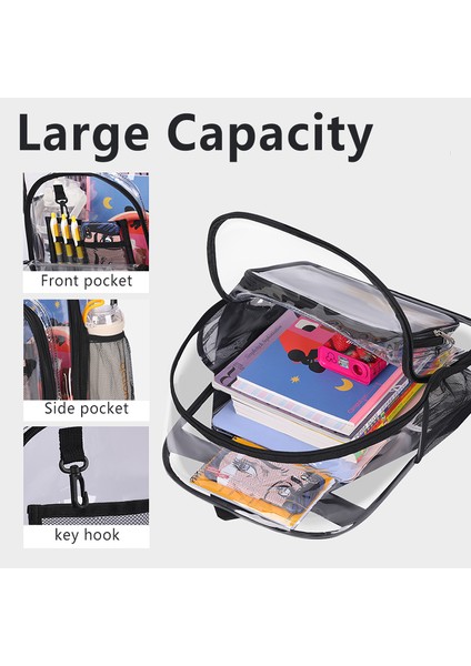 S-Siyah Rahat Spor Hafif Açık Seyahat Kadın Sırt Çantaları Kadın Temizle Şeffaf Pvc Su Geçirmez Sırt Çantası Okul Çantaları Sırt Çantası (Yurt Dışından) fırsatları
