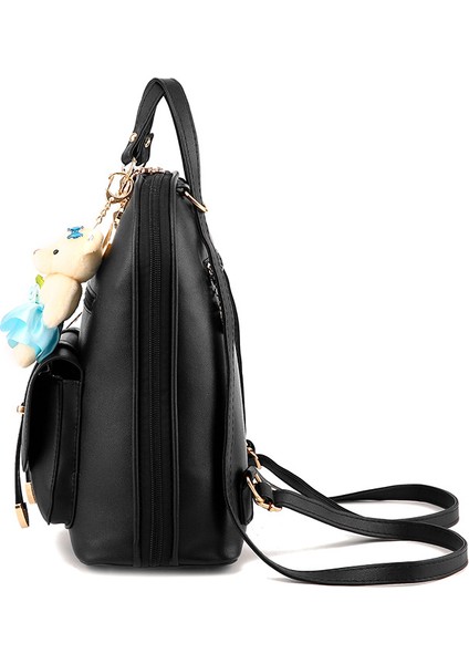 Style4 2023 Trend Sadelik Moda Sevimli Ayı Kadın Sırt Çantaları Çok Yönlü Pu Malzeme Sırt Çantası Kadın Deri Çanta Kolye (Yurt Dışından)