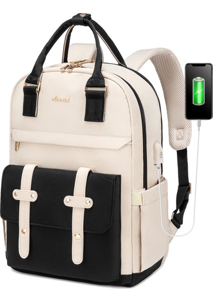 VYMB2090LK03M-15.6IN Lovevook 2023 Yeni Tasarımcı Kız Erkek Okul Çantası Iş Açık Seyahat Moda 15.6 Kadın Dizüstü Sırt Çantası USB Bağlantı Noktası ile (Yurt Dışından)