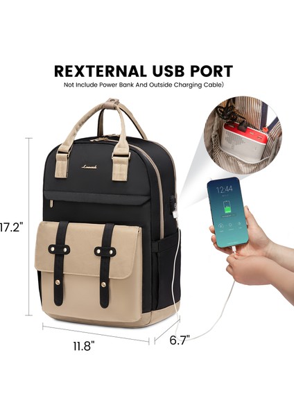 VYMB2090LK03M-15.6IN Lovevook 2023 Yeni Tasarımcı Kız Erkek Okul Çantası Iş Açık Seyahat Moda 15.6 Kadın Dizüstü Sırt Çantası USB Bağlantı Noktası ile (Yurt Dışından) fırsatları