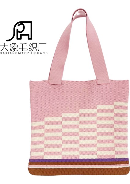 Pembe Moda Iplik Örgü Sınır Ötesi Trend Örme Çanta Tote Kadın Omuz Çantaları Sıcak Satış Makyaj Çantaları (Yurt Dışından)