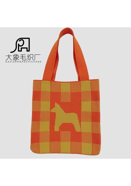 Turuncu Özelleştirme Moda Alışveriş Örgü Örme Çanta Tote Kadın Omuz Çantaları Sıcak Satış Yün Çanta (Yurt Dışından)