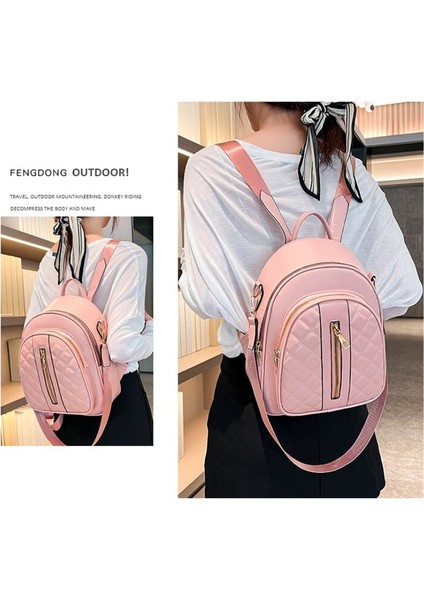 Pembe Moda Kadın Sırt Çantaları Pu Deri Kadın Sırt Çantaları Su Geçirmez Sırt Çantası Baskı Kadınlar Için Siyah Polyester 1 Adet/poli Çanta + Dl (Yurt Dışından) fırsatları