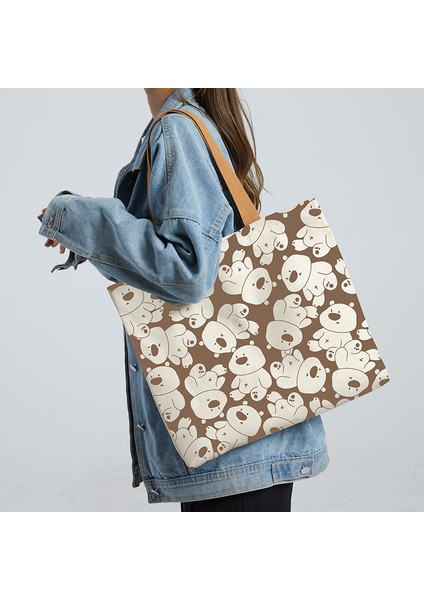 1 Crossbody Büyük Kapasiteli Tote Kanvas Çanta Eğlence Kore Versiyonu Öğrenci Çantası Işe Gidiş Tek Omuz Çanta (Yurt Dışından)