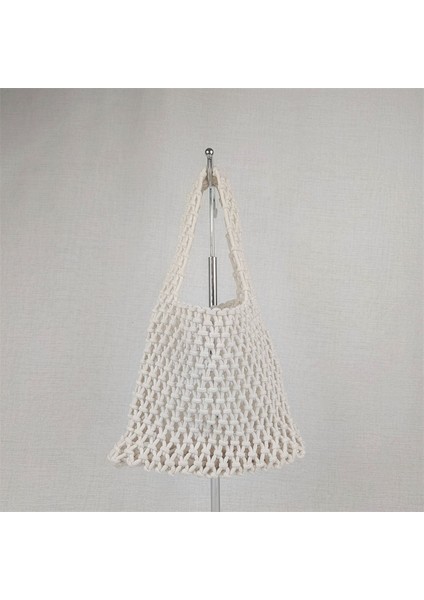 Beyaz 2023 Kadın Yeni Moda Oymak El Dokuması Pamuk Halat Çanta Kore Tarzı Sokak Tembel Şık Balık Ağı Çanta Kızlar Için (Yurt Dışından)