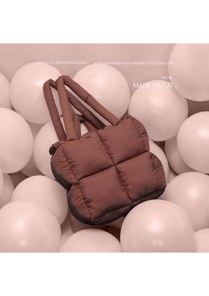 Kahverengi Yeni Varış Küçük Kabarık Tote Çanta Bayanlar Moda Tote Çanta Kadın Moda Özelleştirilmiş Logo Puffer Tote Çanta (Yurt Dışından)