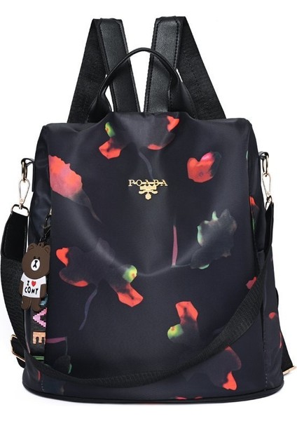 Siyah Yüksek Kapasiteli Bayan Sırt Çantası, Özel Rahat Su Geçirmez Crossbody Sırt Çantası Seyahat Çantası (Yurt Dışından)