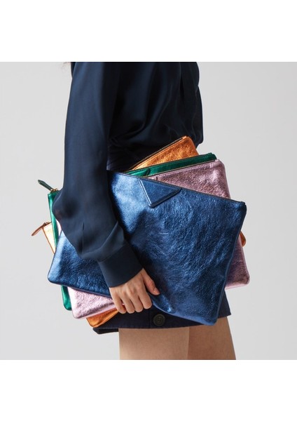 Pembe Metalik Pu Deri Kadın Manşonlar Nedensel Moda Glitter Bayanlar Için Büyük Debriyaj El Çantaları (Yurt Dışından) modelleri