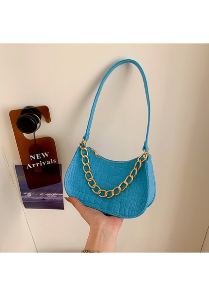 Mavi Mini Kumaş Crossbody Askılı Çanta Kadınlar Için 2023 Lüks Marka Tasarım Çanta Basit Omuz Çantası Çanta (Yurt Dışından)