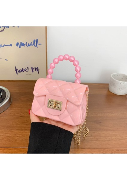 Renk 7 Yeni Tasarımcı Sevimli Sikke Çanta Kızlar Crossbody Çanta Çanta Çocuklar Renkli Inci Mini Çanta Mini Pvc Ruj Jöle Çanta (Yurt Dışından)