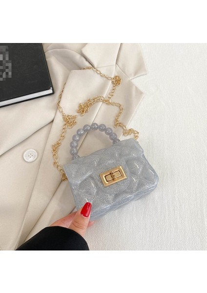Renk 7 Yeni Tasarımcı Sevimli Sikke Çanta Kızlar Crossbody Çanta Çanta Çocuklar Renkli Inci Mini Çanta Mini Pvc Ruj Jöle Çanta (Yurt Dışından)