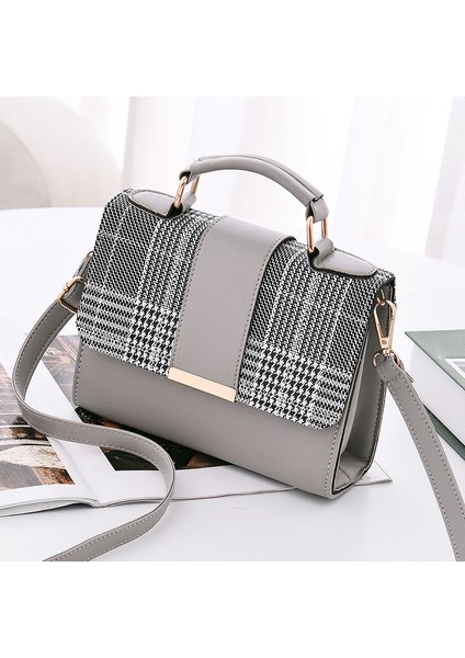 Gri Moda Küçük Crossbody Çanta Ekose Çanta Kadınlar Için Yeni Pu Deri Kız Çocuk Çantası Ruj Cüzdan Tek Omuz Çantaları (Yurt Dışından)