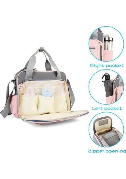 Gri Hemşirelik Çanta Mumya Annelik Nappy Pembe Gri Büyük Kapasiteli Bebek Bezi Çantası Seyahat Sırt Çantası Bebek Bakımı Için Mumya Çanta (Yurt Dışından) fırsatları