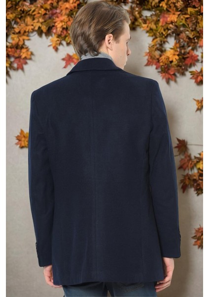Erkek Palto Düz Lacivert Uzun Kol Midi Kesim %70 Yün ve %30 Polyester fiyatları