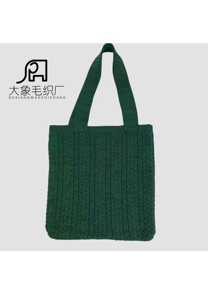 Koyu Yeşil Özelleştirme Moda Alışveriş Örgü Örme Çanta Tote Kadın Omuz Çantaları Sıcak Satış Yün Çanta (Yurt Dışından)