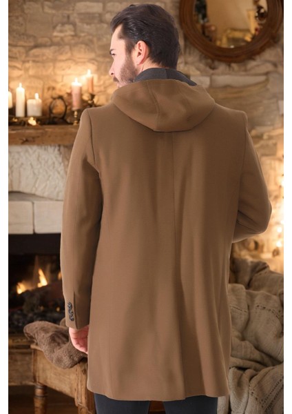 PLT8376 Dewberry Erkek Palto-Açık Camel