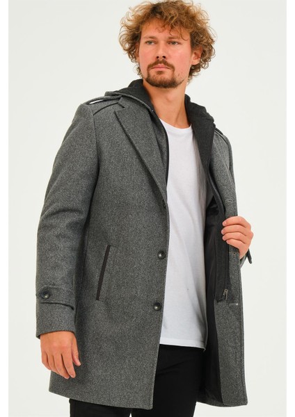 PLT8401 Dewberry Erkek Palto-Koyu Gri fırsatları