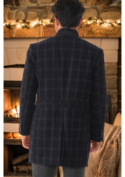 PLT8367 Dewberry Erkek Palto-Desenli Açık Lacivert fiyatları