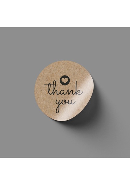 Thank You Sticker Kraft Görünümlü- 70 Adet - 4cm