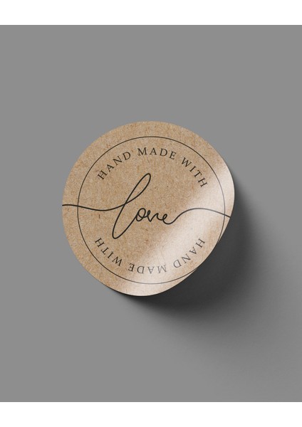 Sticker Handmade With Love Kraft Görünümlü 4cm 70 Adet