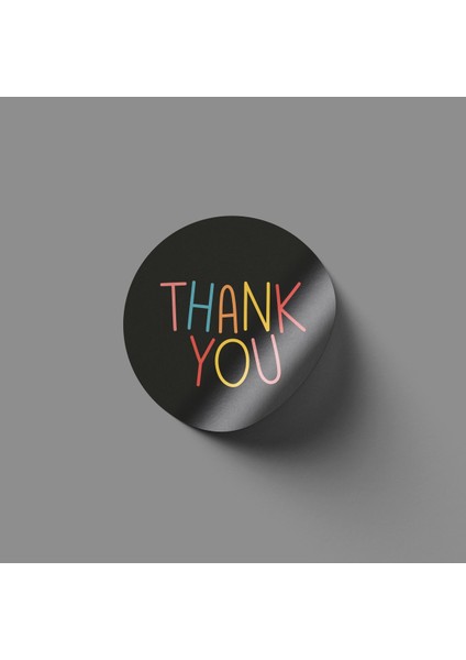 Thank You Sticker Renkli Yazı- 70 Adet - 4cm