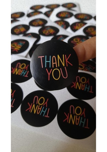 Thank You Sticker Renkli Yazı- 70 Adet - 4cm fiyatları