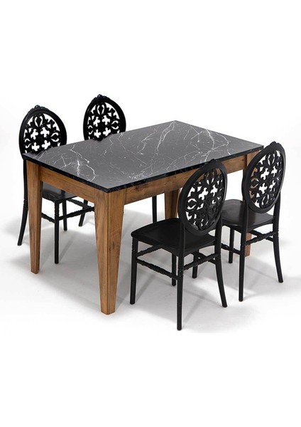 Avrupa / Venüs Mutfak Masa Takımı 1 Masa 4 Sandalye - Siyah