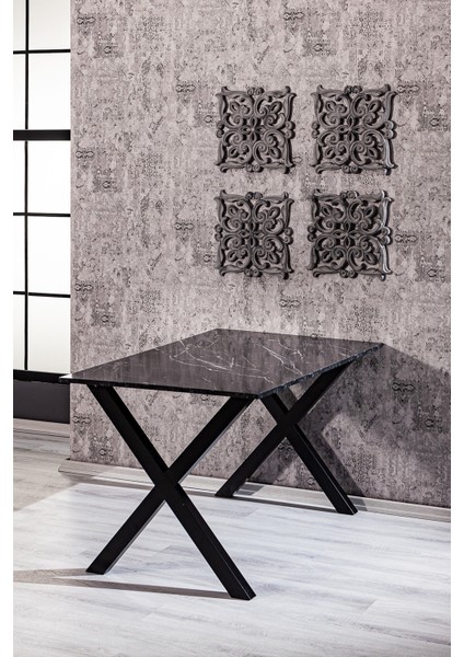 Home Maxima Mermer Desenli / Venüs Sandalye Mutfak Masa Takımı - Siyah fiyatları