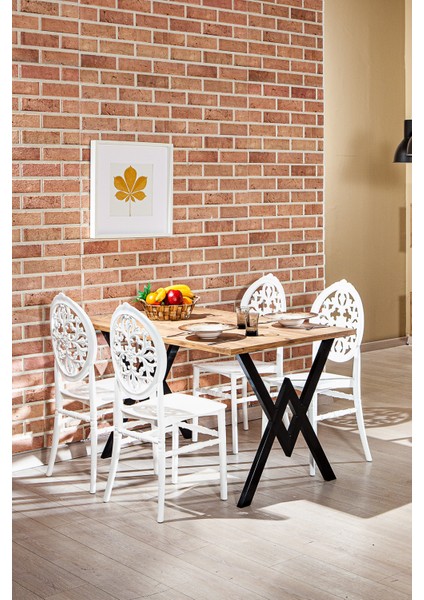 Matrix Wega Atlantik Çam / Venüs Mutfak Masa Takımı - Beyaz