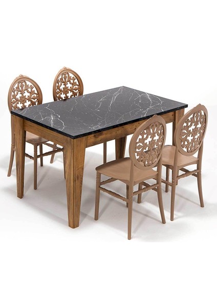 Avrupa Venüs Mutfak Masa Takımı 1 Masa 4 Sandalye Cappucino