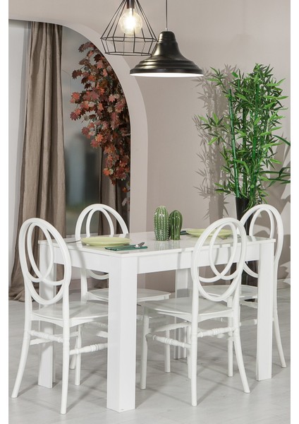4 Adet Phoenix Beyaz Sandalye / Balkon-Bahçe-Mutfak
