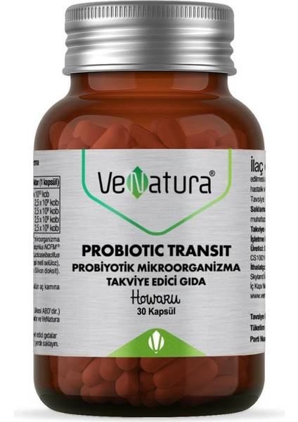 Probiotic Transit Probiyotik Mikroorganizma 30 Kapsül