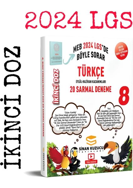 Sinan Kuzucu Yayınları 2024 LGS 8. Sınıf | İkinci Doz Sarmal Branş Denemeleri Türkçe