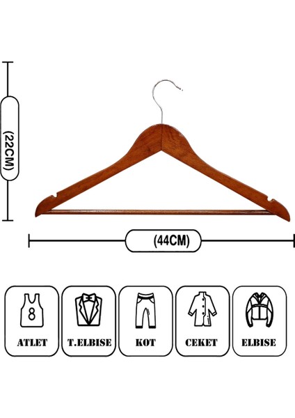 5 Adet A-Kalite Ahşap Ceket Askısı Gömlek Askısı Tişört Askısı Ahşap Askı Elbise Askısı