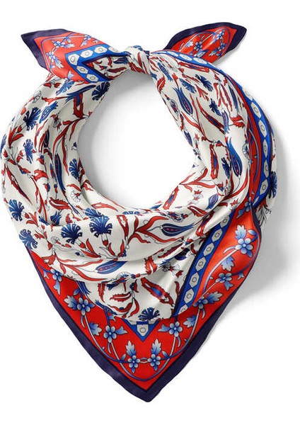 Lacivert Lale Karanfil Desen Ipeksi Mendil fiyatları