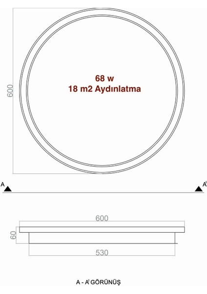 Tavan Plafonyer LED Avize 60 cm