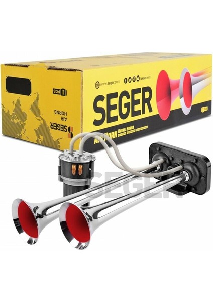 85KH Fala Fala Kompresörlü Korna 12VOLT Krom Borulu Melodili