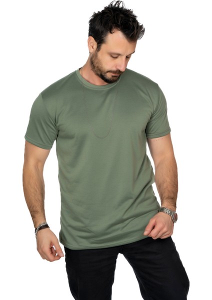 Aşırı Terleme Önleyici Haki Bisiklet Yaka Erkek T-Shirt, Ter Sızdırmaz, Çift Katmanlı