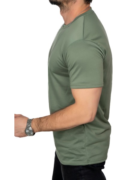 Aşırı Terleme Önleyici Haki Bisiklet Yaka Erkek T-Shirt, Ter Sızdırmaz, Çift Katmanlı fiyatları